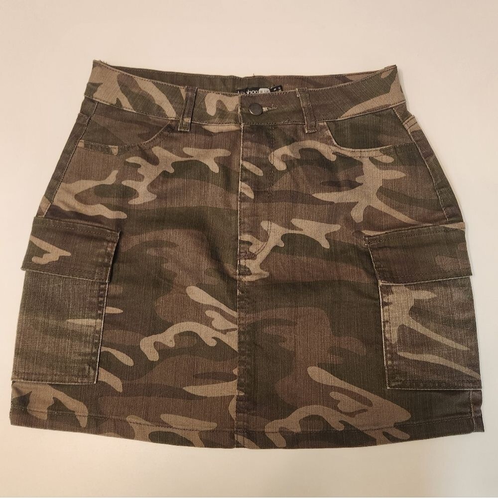 Camouflage Camo Mini Denim Skirt Size 8 NEW